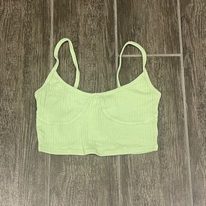 Green ribbed urban outfitter cropped tank top